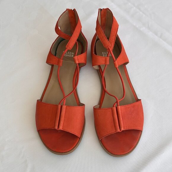 Eileen Fisher Womens Rose Leather Sandal, Orange, Size 9 - Picture 9 of 11
